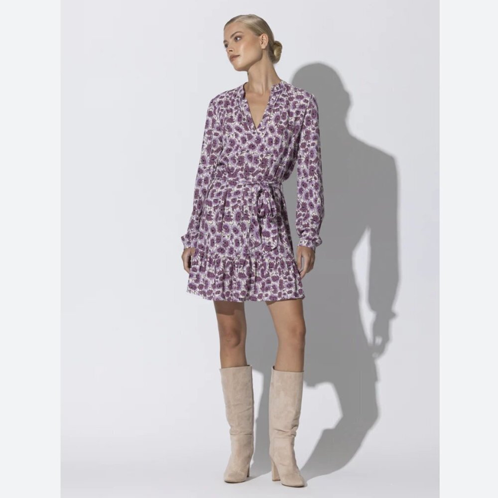 NWT Lusana Cleo Mini Dress Hana Floral Purple XS - Picture 2 of 9
